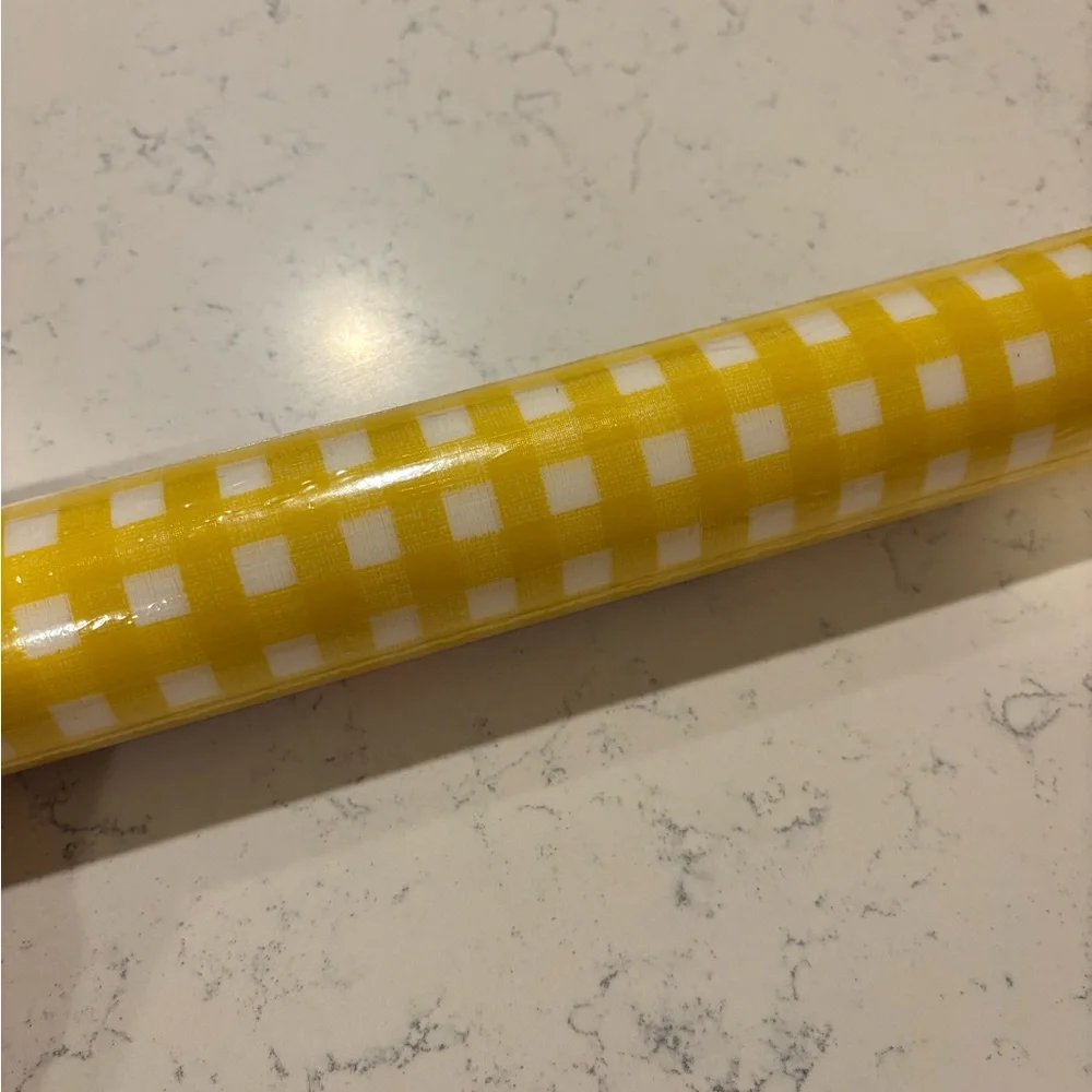 Vintage Rubbermaid Shelf Liner in Yellow and White Checkered Gingham 10 ft 1980